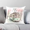 Tokyo Tram Under Sakura Bloom Square Pillowcase Polyester Linen Velvet Pattern Zip Decor Pillow Case Sofa Cushion Cover
