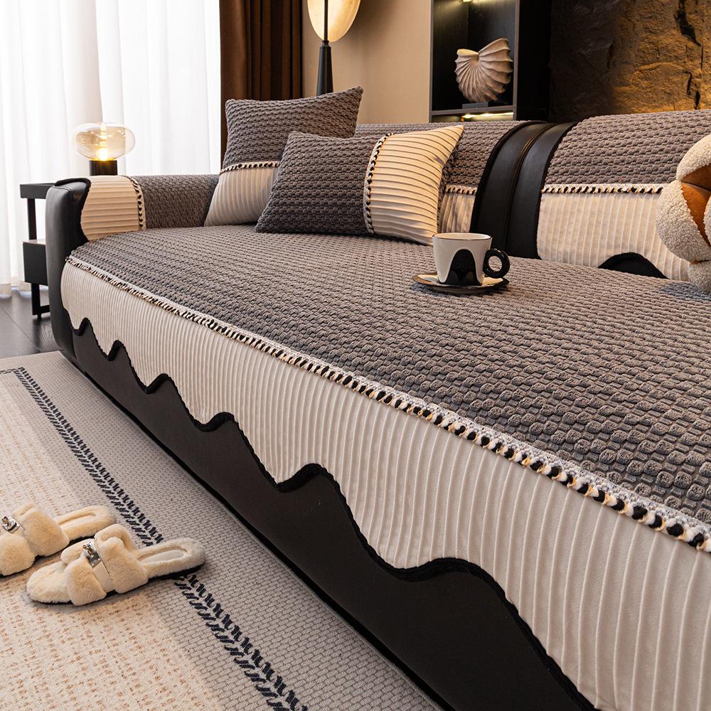 Light Luxury Corduroy Couch Cover One Piece Anti Slip and Anti Cat Scratching Sofa Cushion Backrest Armrest Protect Cover Towel