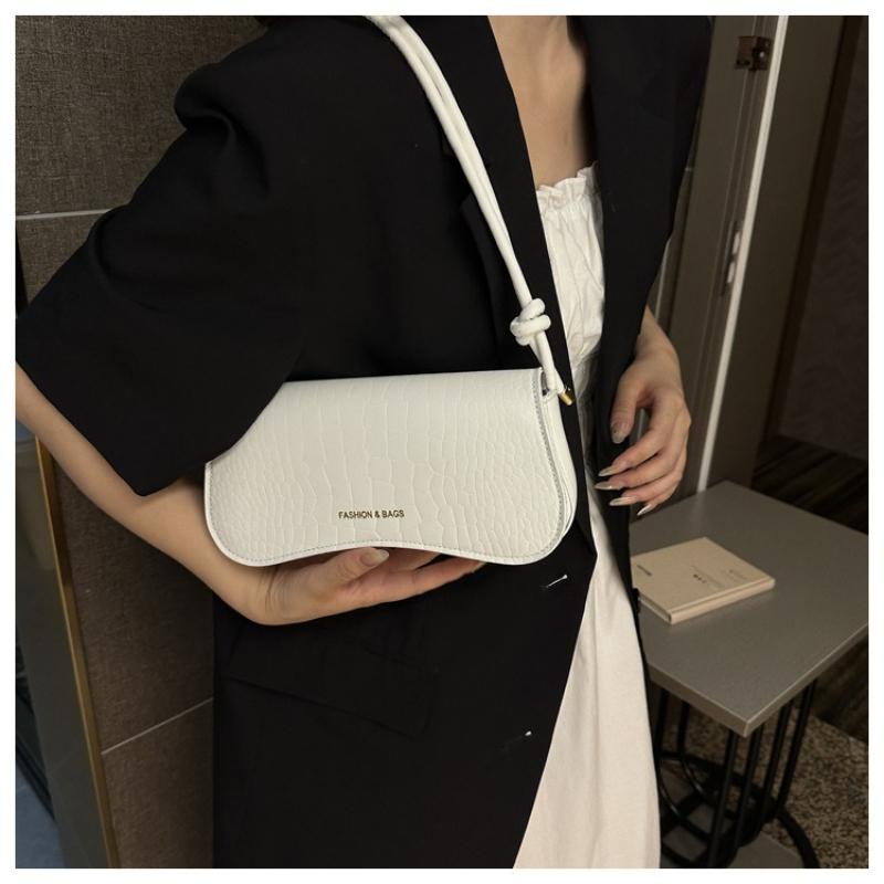 Simple Solid Color  PU Leather Women's Shoulder Bags Fashion Versatile Female Armpit Bag Casual Ladies Baguette Bag