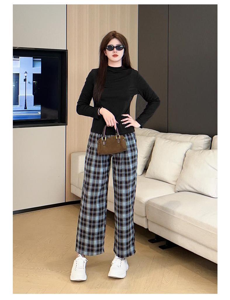 Plaid Elastic Waist Casual Petite Pants - Plus Size, Versatile Spring/Summer Style