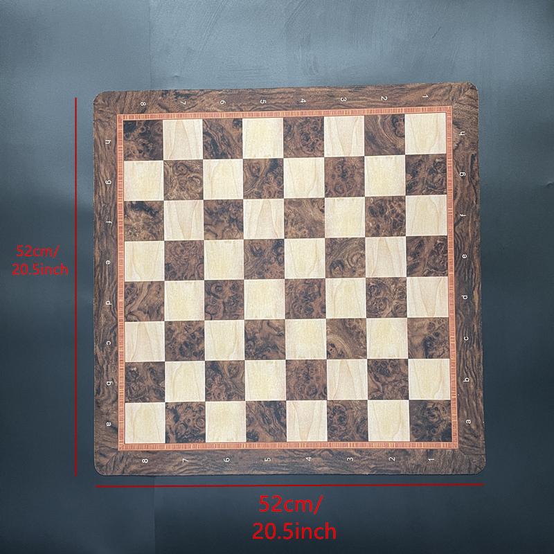 Large 52cm/ 20.5-inch Championship Game Chessboard, Foldable and Rollable Soft Rubber Chessboard, Checkers Board
