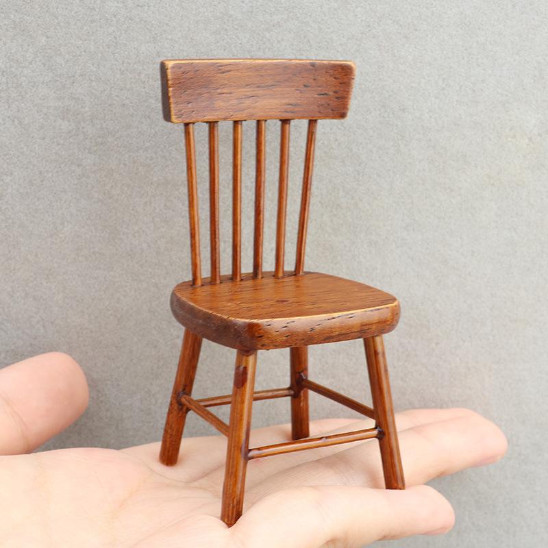 1/3Pcs 1:12 Mini Dollhouse Dining Table Chair Set Wooden Miniature Furniture for Dollhouse Micro Landscape Decor Kids Pretend Play Toy