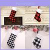 New Cross-border Christmas Decoration Plaid Plush Christmas Stocking Hanging Ornament
