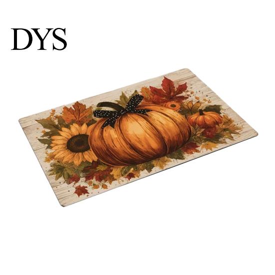 Washable Front Door Rug Halloween Pumpkin Mat, Fall Seasonal Welcome Non-slip Farmhouse Entrance for Porch Entryway Kitchen Decor Festive