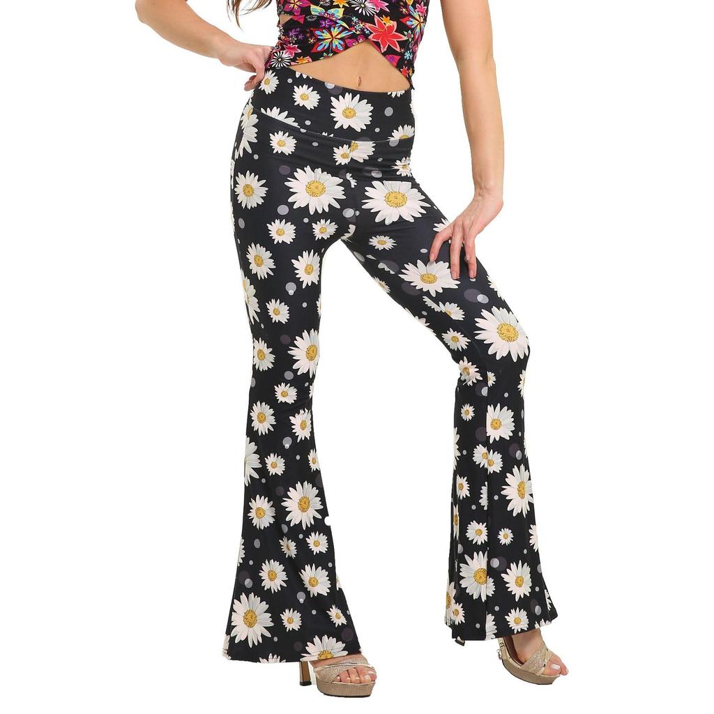 Fashion Floral Leggings High Waist Printed Flared Trousers For Women Highly Stretchable Fitness Tights Yoga Pants Dance Pants