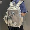 New Large Capacity PU Students DIY Anime Badge Ulzzang Ita Bags Y2K Aesthetic Women Backpacks Individuality Mochilas Para Mujer