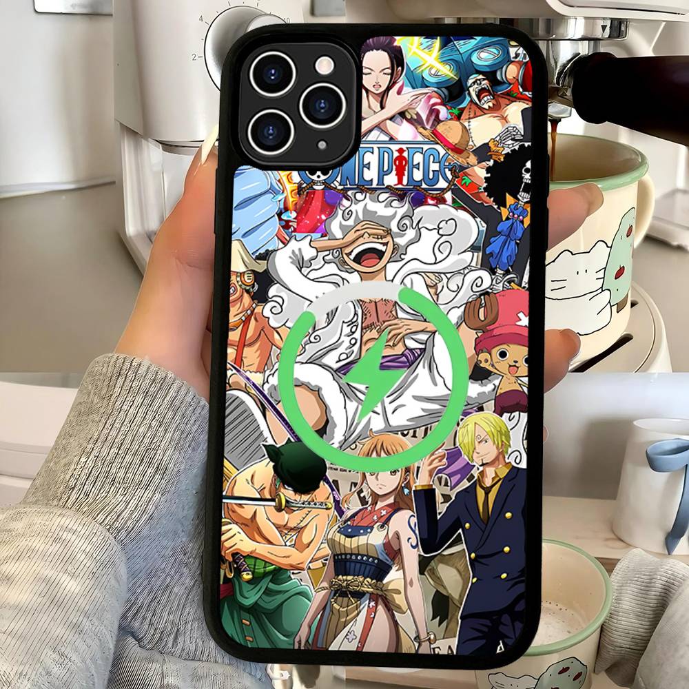 Cartoon Ones P-Piece Luffys-Ace Magnetic Matte Phone Case For IPhone 16 17 15 14 13 12 11 For Magsafe Wireless Charge Cover
