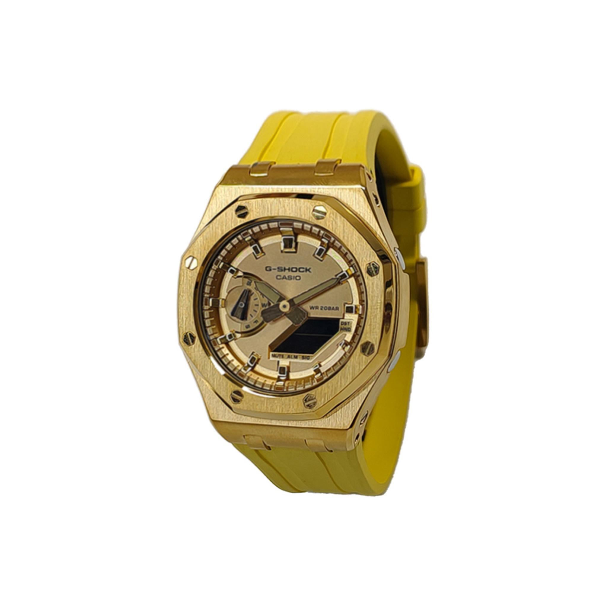 

CASIO Unisex Liquid Crystal,Analog Dual Display Series 44mm Yellow Watch GA-2100GB-1A(Watch3--) Gold Dial