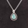 Pear Aqua Chalcedony Stone 925 Sterling Silver Elegant Best Sisters Gift Pendant PP-26-17