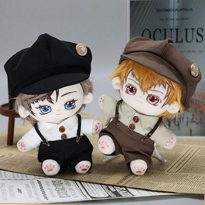 1Set 20cm Cotton Doll T-shirt Overall Hats Fashion Doll Clothes Suit Casual Wears Pants Suits 1/12 Dolls Clothes Accessories