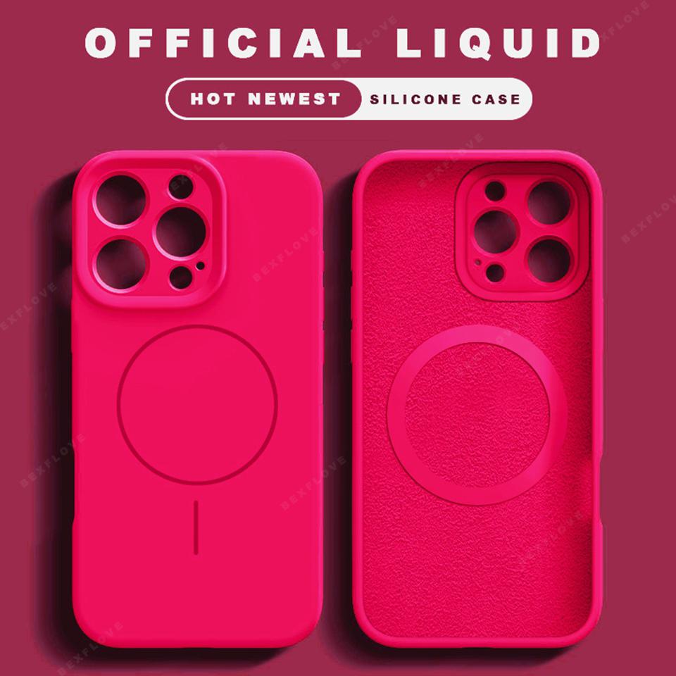 Official Magnetic Phone Case For For Iphone 1 14 16 Plus 12 13 16 Pro Max Liquid Silicone Lanyard Charge Protector Cover