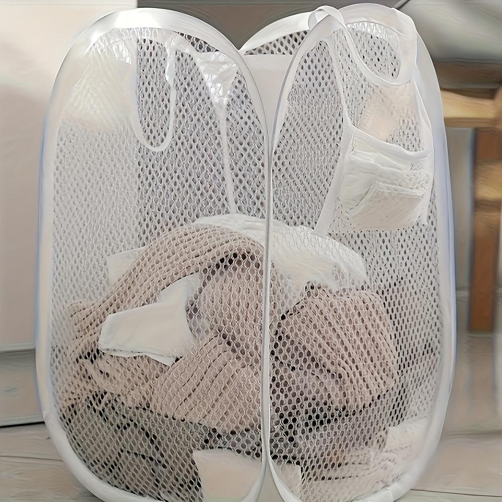 Large Capacity Mesh Laundry Basket Folding Laundry Storage Baskets with Handle Space Saving Home Organization for Bathrrom