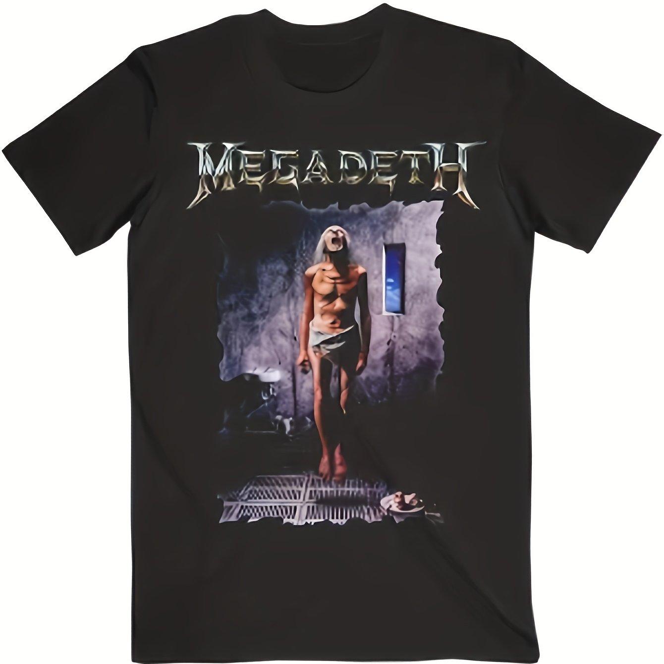 

Megadeth Графическая футболка Хлопковая футболка с круглым вырезом и принтом хэви-метал группы Повседневная свободная посадка для взрослых 200 г 2XL