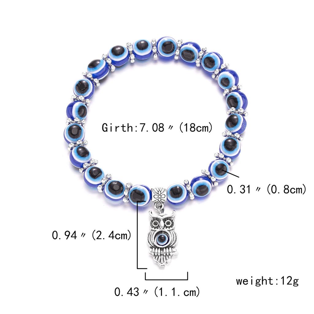 Vintage Classic Turkish Lucky Evil Eye Bracelet For Women Men Blue Evil Eye Palm Butterfly Owl Elaphant Pendant Bracelet Jewelry