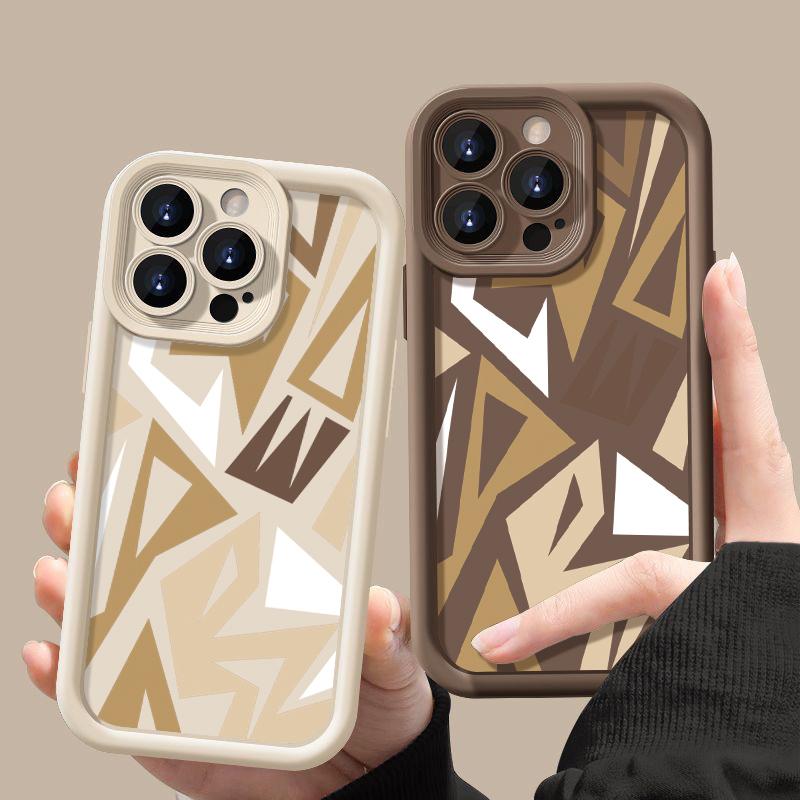 For iPhone 16 Pro Max 15 Pro 14 Plus 13 12 11 XS XR 8 7 Case Shell Geometry Print TPU Soft Shockproof Matte Phone Cover