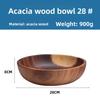 Acacia Wood Salad Bowl, Wooden Creative Rice Bowl, Environmentally Friendly Round Wooden Bowl