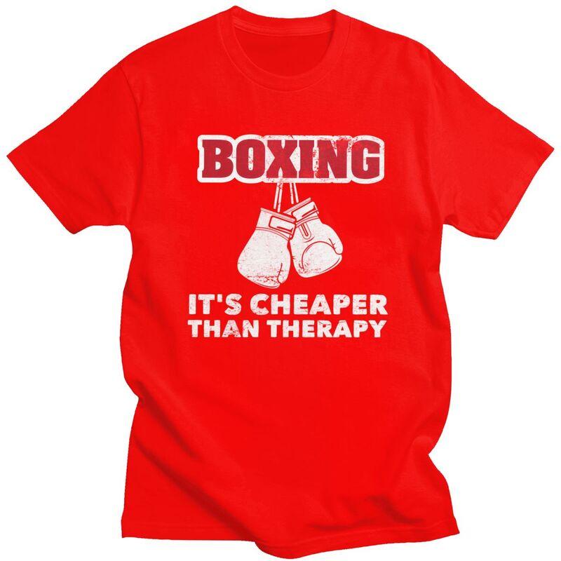 

Mens Boxing Cheaper Than Therapy T Shirt Round Neck Short Sleeve Cotton Boxer Marital Arts Quotes Tee Shirt Streetwear Clothes S