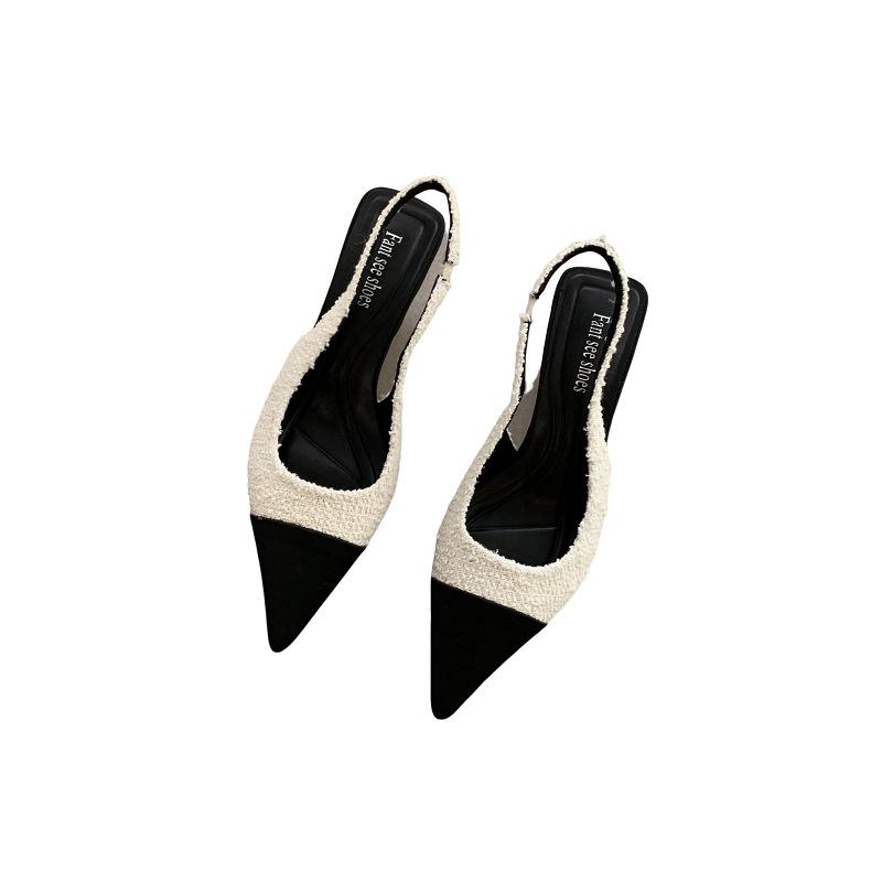 

Black high heels temperament women s shoes high sense niche shallow mouth pointed single shoes summer beautiful sandals 39 белый