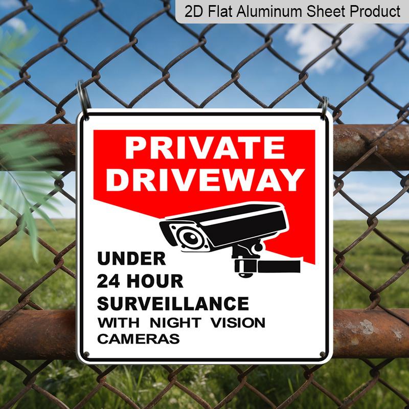 

2D Flat 1pc, Under 24/7 Surveillance Sign - Heavy-Duty Portable Warning Plaque with English Text - Private Driveway Notice for Indoor/Outdoor Use 20*20cm