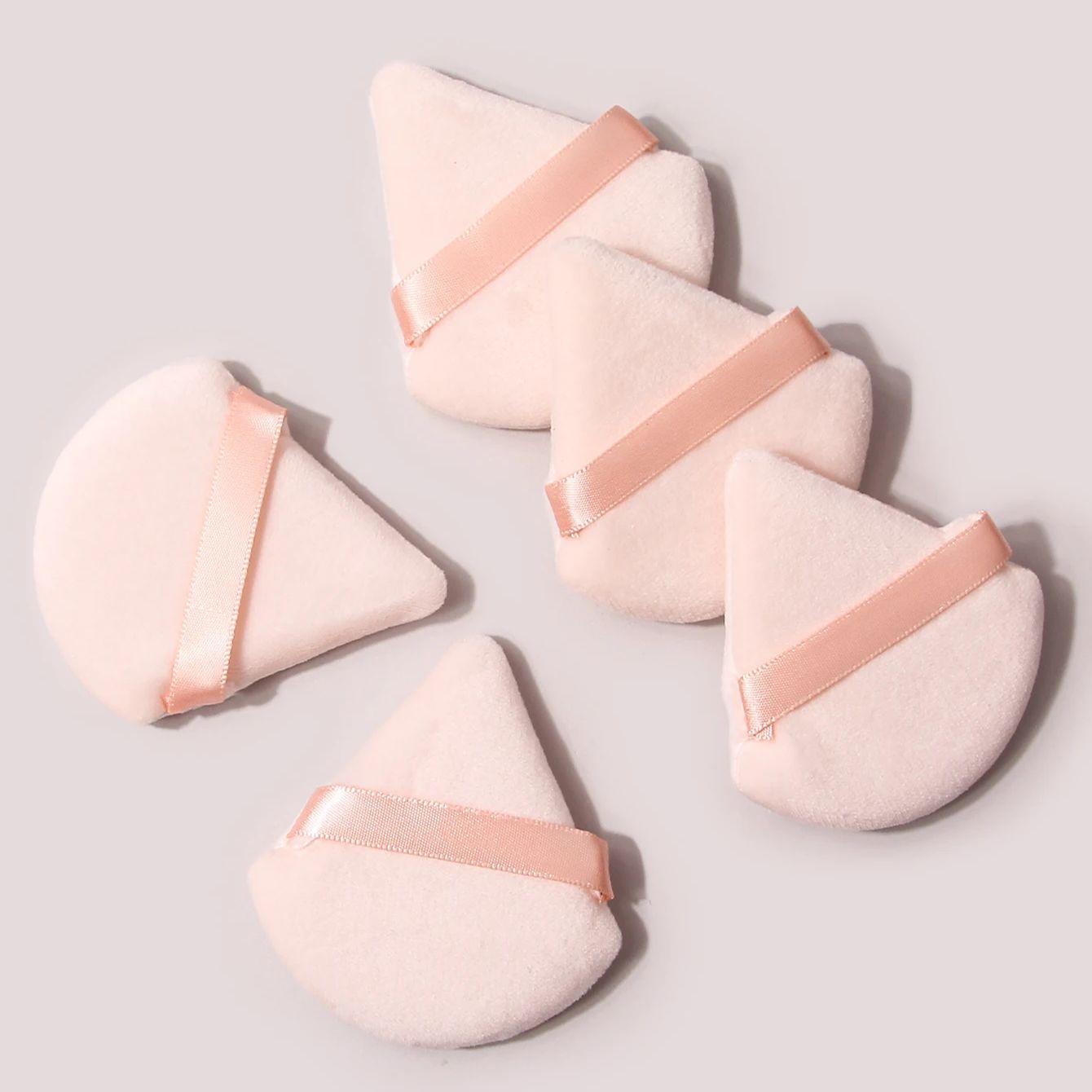 

Super soft 5PCS apricot-colored triangular powder puff, loose powder puff,honey powder puff,dry and wet dual-purpose beauty tool