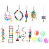15 balíčků Houpačka pro ptáčky Papoušci Žvýkací závěsná hračka se zvonky Žebříkové korálky na kousání a hraní