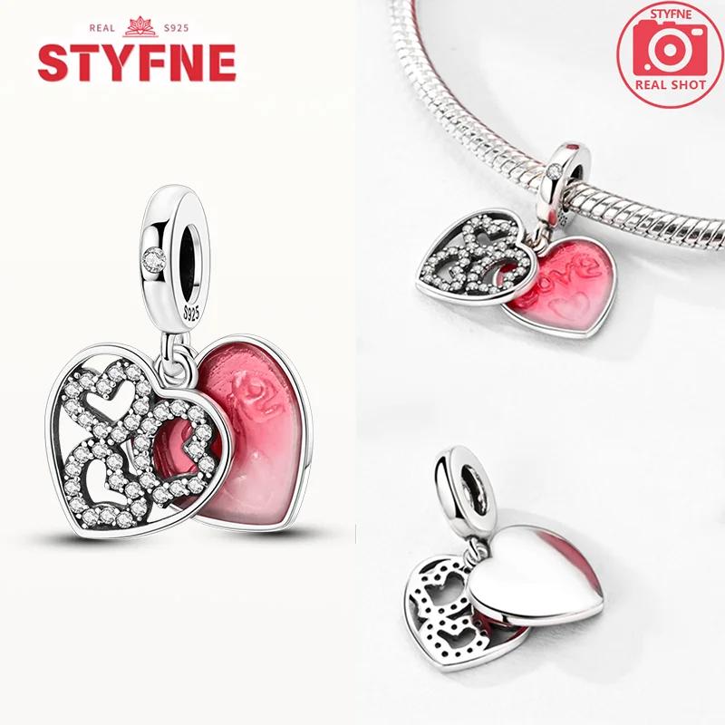 Exquisite Original Couple Love Boy&Girl Dangle Charms Heart Beads Copper Bracelet For Women Diy Jewelry Gift Charms Beads