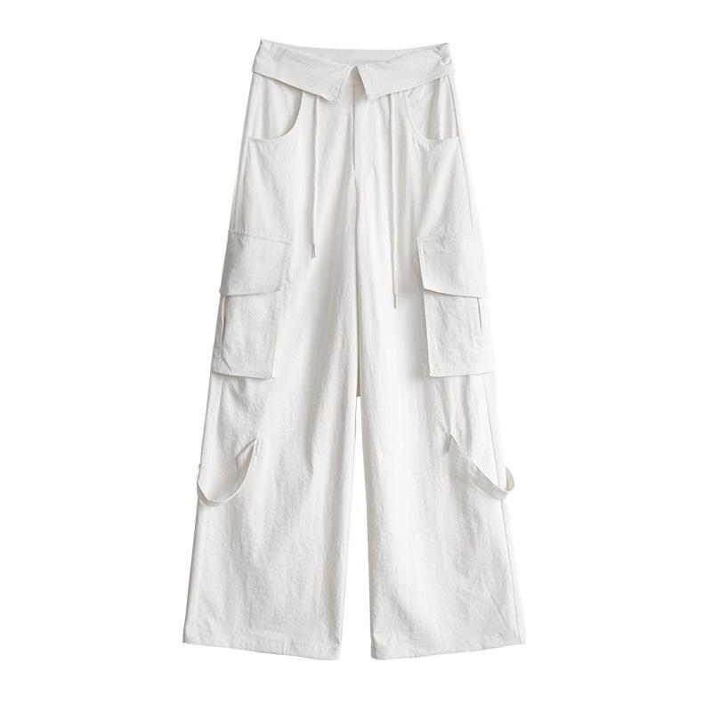 Women's 2025 Military Green Straight-Leg High Waist Cuffed Casual Pants