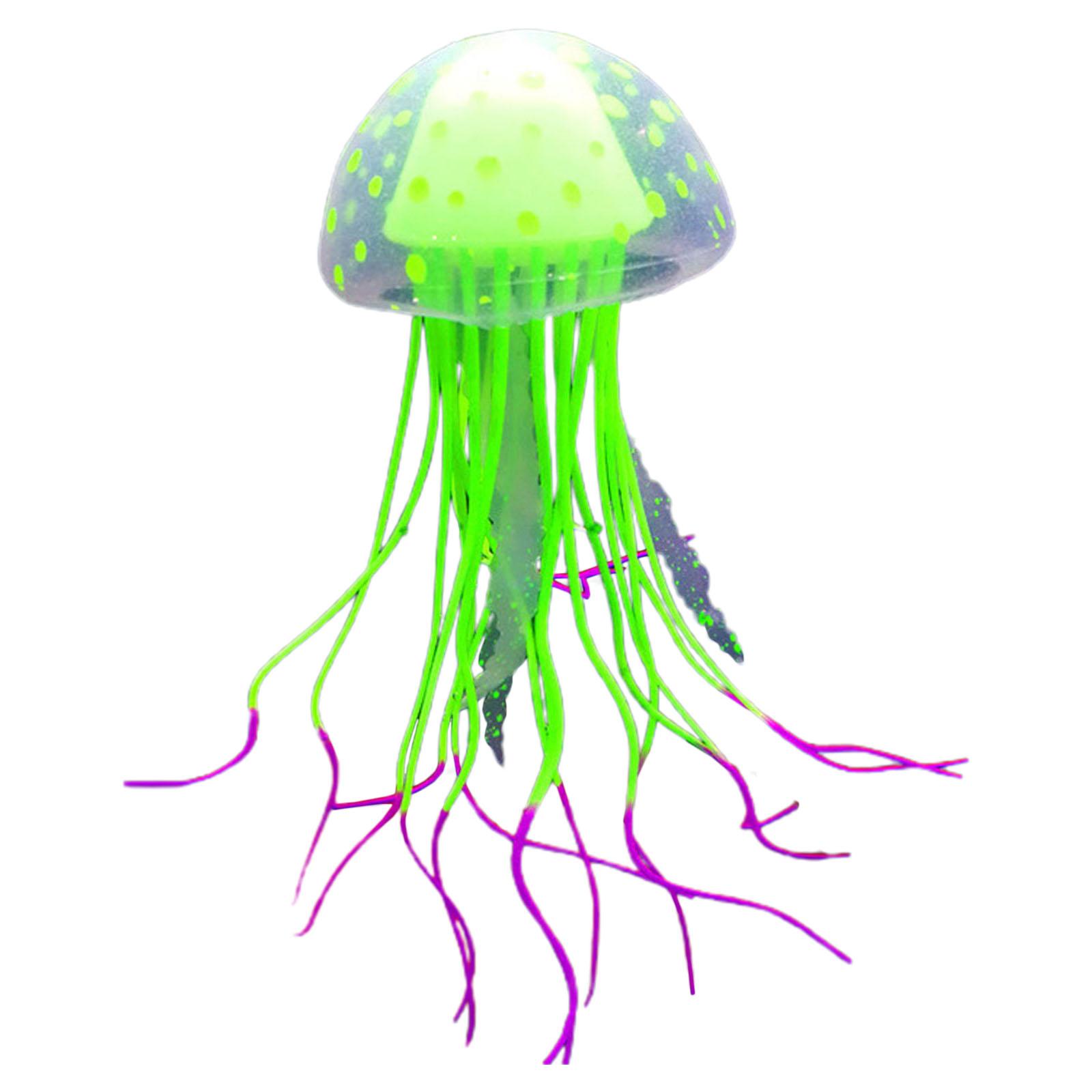 

Силиконовое украшение в виде медузы для аквариума 2,4x5 дюймов, искусственная яркая цветная движущаяся медуза зелёный