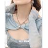 Button Hairball Necklace Versatile High-end Sense Literary Retro Collarbone Chain Niche Personality Trend Item Jewelry Wholesale