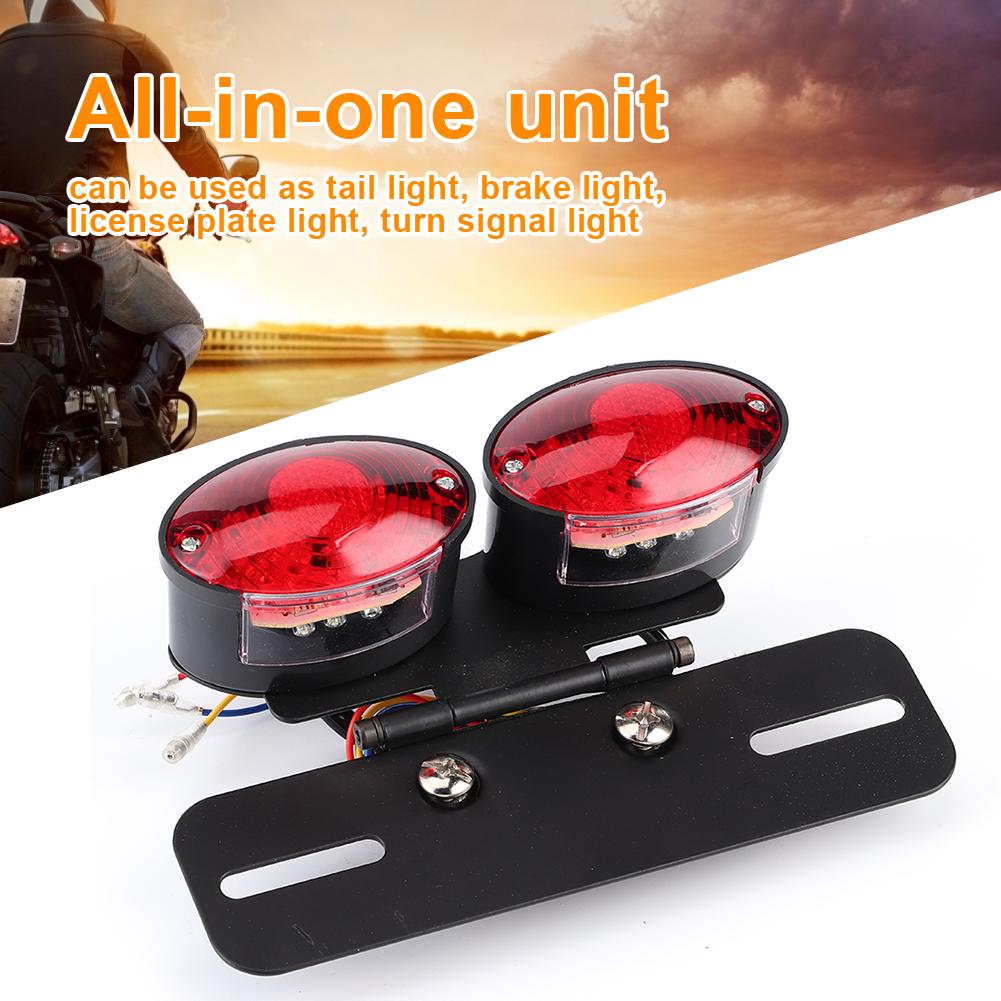 LED Bremsrücklicht Universal Retro Doppel Oval Blinker Kennzeichenleuchte Motorrad Umbau