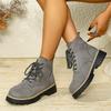 Round Head Thick Heel Martin Boots Women's 2025 Autumn and Winter New Lace-up Foreign Trade Large Size Fashionable and Comfortable Short Boots