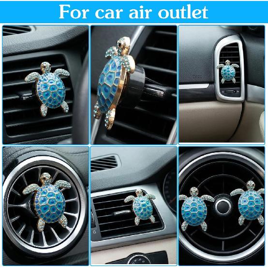 Ouligay 2PCS Cute Sea Turtles Car Air Freshener Vent Clip, Sea Turtle Car Accessories, Blue Turtle Cars Vent Clips Rhinestone, Ocean Theme Interior