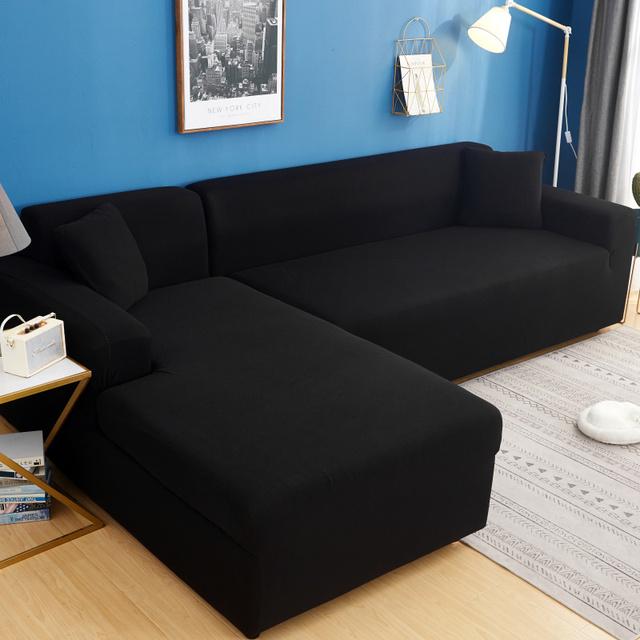 Elastic Solid Color Sofa Cover Modern Sofa Chaise Cover Lounge For Living Room L Shape Corner Sofa Slipcover 1 /2 /3 /4 Seater