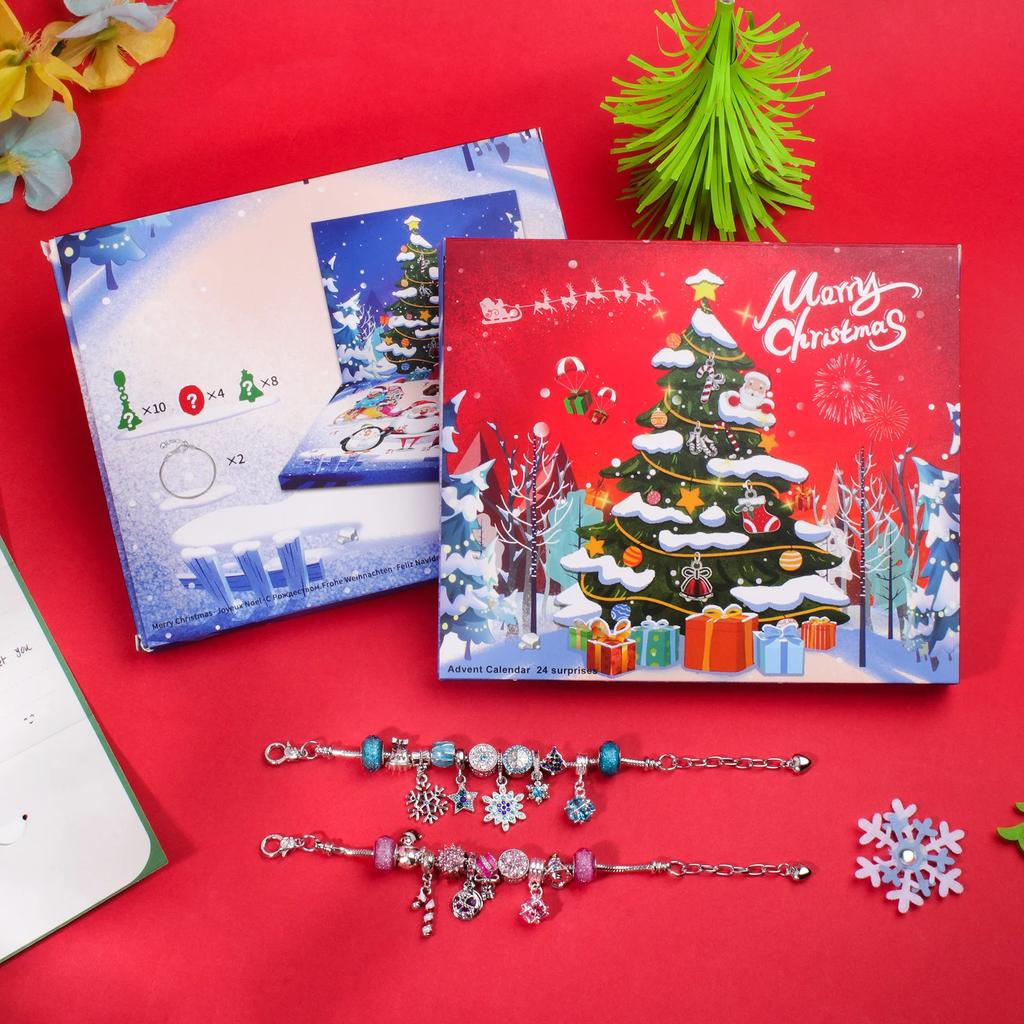 Christmas Countdown 24 Days Calendar Bracelets 2025 For Girls Xmas Advent Calendar DIY Jewelry Making Kit Xmas Gift For Kids
