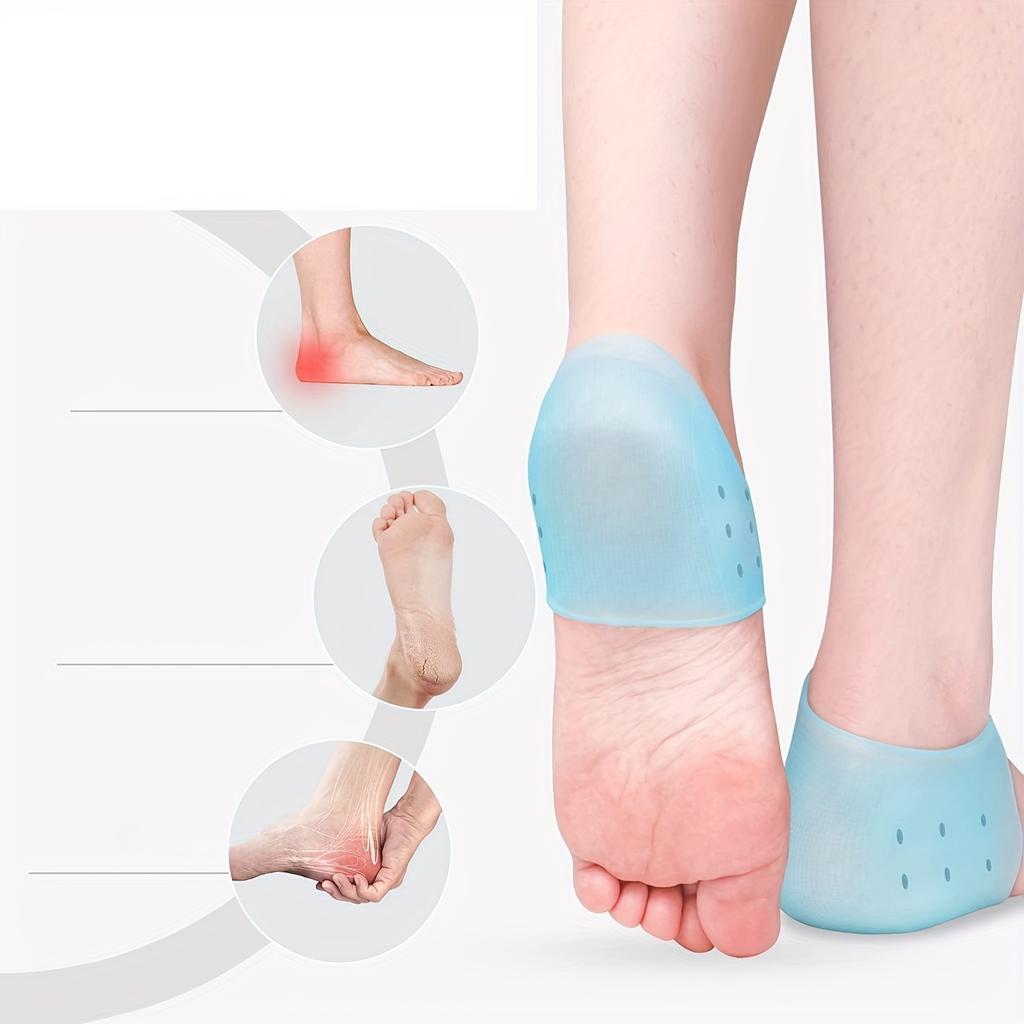 Silicone Heel Protectors Gel Heel Cups & Cushion Inserts Cushioned Sole Cups for Plantar Fasciitis for Cracked Footbed Relief