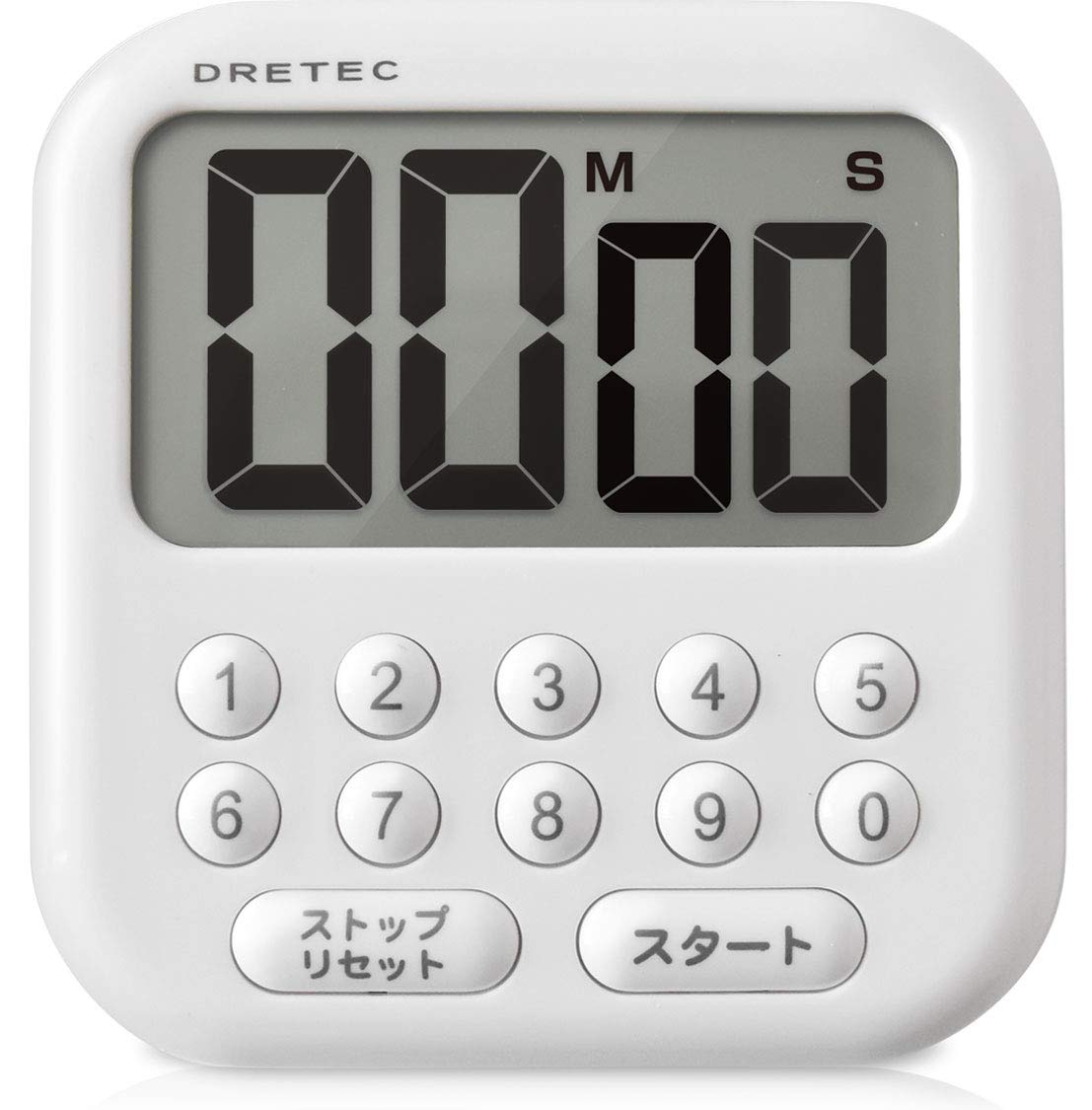 

dretec Large Screen Timer, Maximum Set Time 99 Minutes 99 Seconds, Count-Up Function, Repeat Function, Bubble 10, White, T-544WT