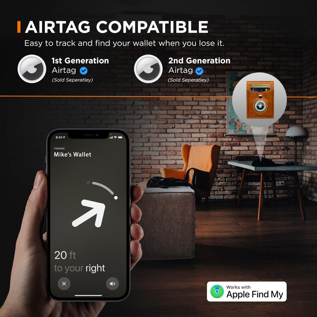 SERMAN BRANDS Portafoglio con Fermasoldi - Portafoglio da Uomo Sottile per Tasca Anteriore Porta Carte con Blocco RFID Bifold Mini Minimalista, 4,3 x 3,1 x 0,6 pollici