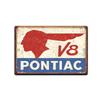 TIN SIGN Pontiac V8 Metal Décor Wall Art Auto Shop Garage Cave Vintage Look.