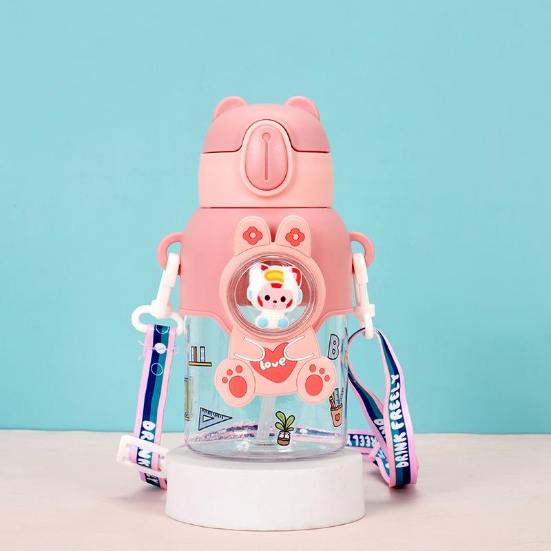 Cute Cartoon Water Bottle For Students With High Capacity And Portable Design