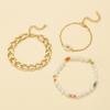 Minimalist European & American Pearl Flower Chunky Cuban Chain Bracelet Set for Women - Summer Hand Accessories