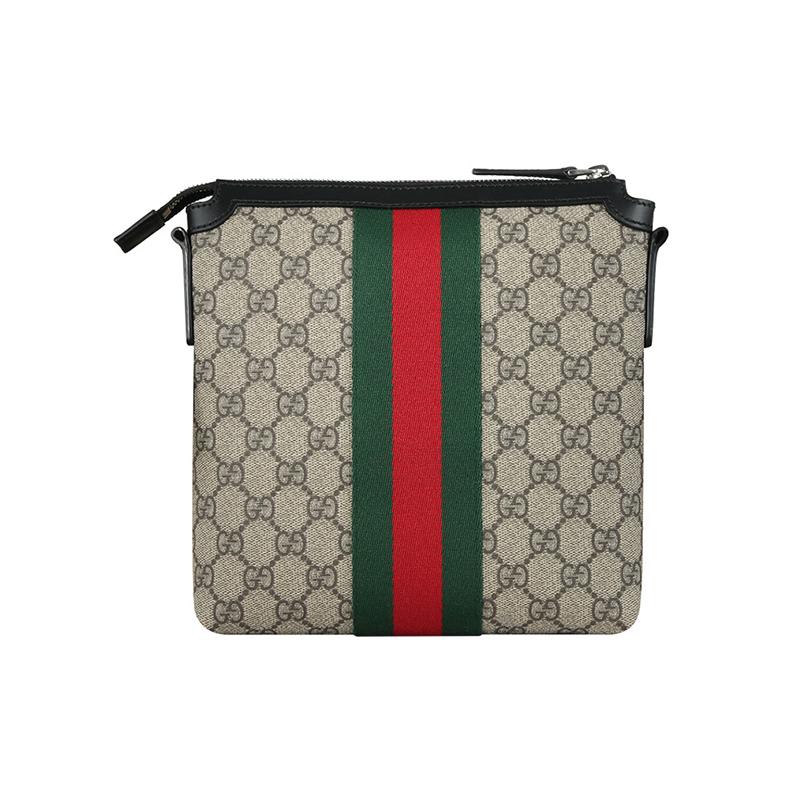 Gucci Einfache klassische gestreifte Gurtband-Leder-Logo-Canvas-Patchwork-Canvas-Tasche Umhängetasche Schulter-Crossbody-Tasche regulärer Herrenstil