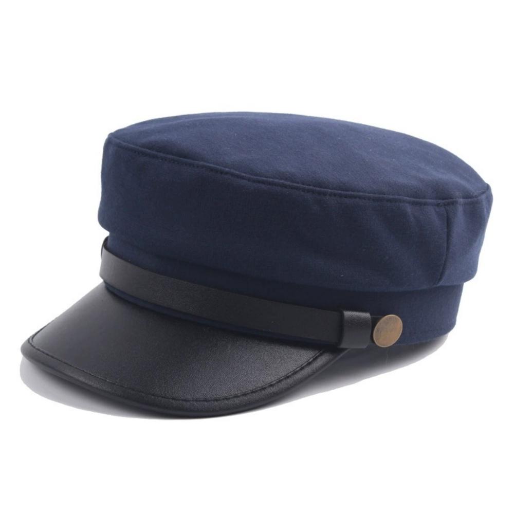 Leren Rand Militaire Hoed Unisex Platte Top Baseballpet Outdoor Sport Zonbescherming One Size Vloot
