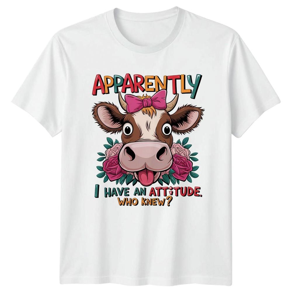 Apparently I Have An Attitude Cow Farm Animals Humor Graphic Tee Unisex Unisex S