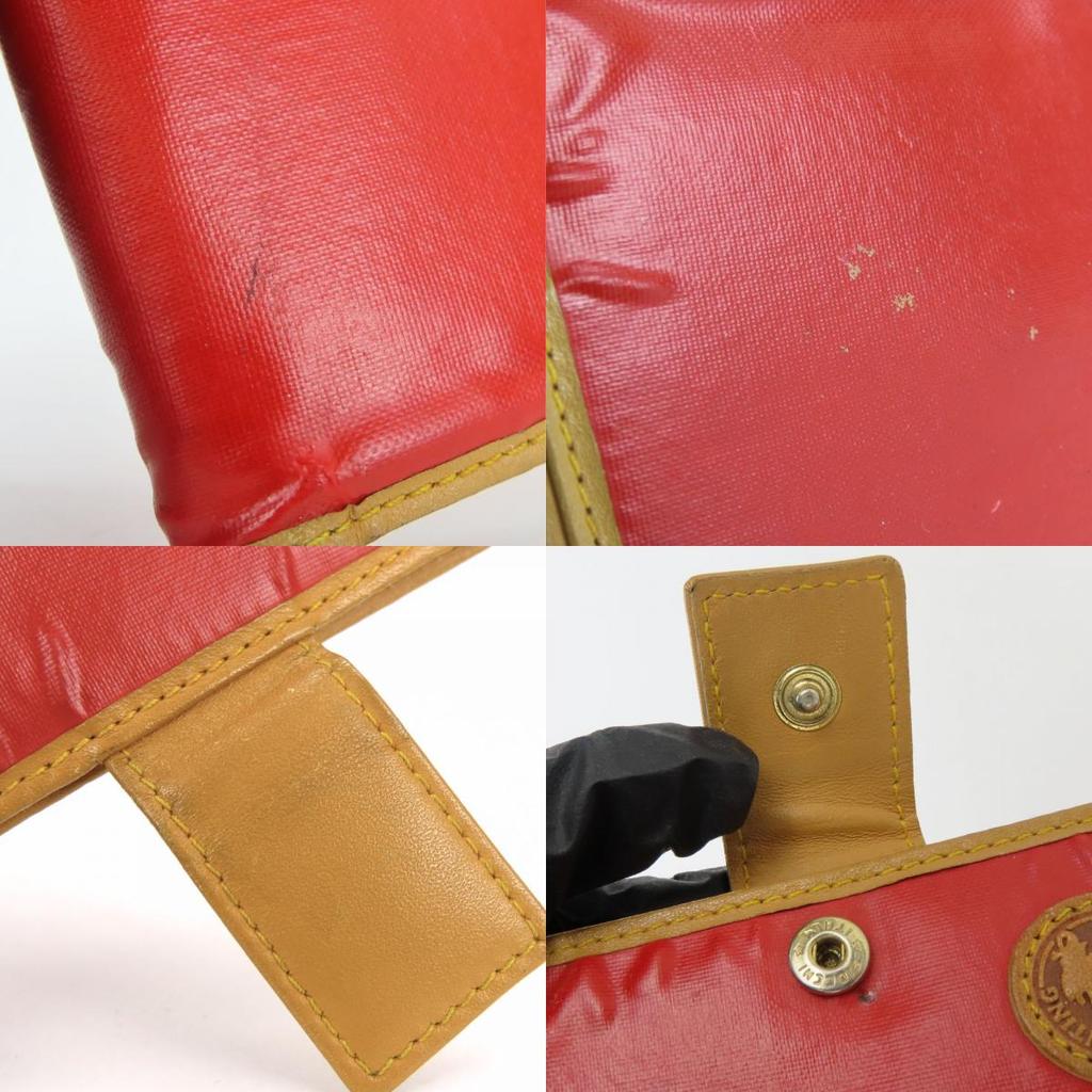 Used HUNTING WORLD Bifold Wallet Battling Cross/leather Red Beige Bill Compartment