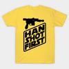 Men Black Print T-shirt Han Shot First No-Cut Transfer Paper Print Cotton Tshirt