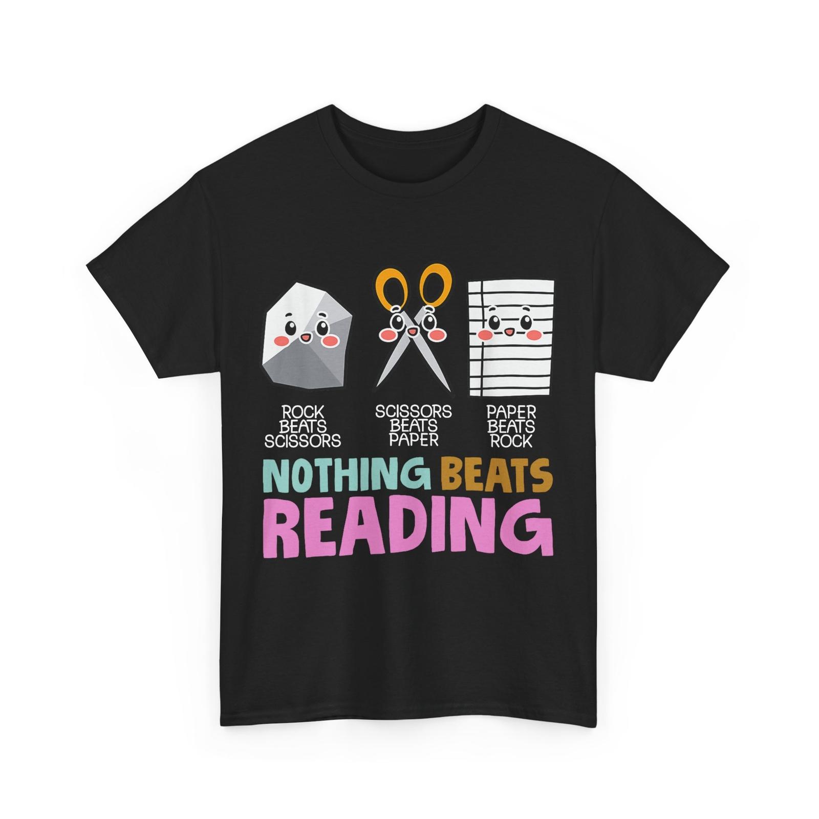 Nothing Beats Reading Books Reader Shirt, Book Librarian Rock Paper Shirt S