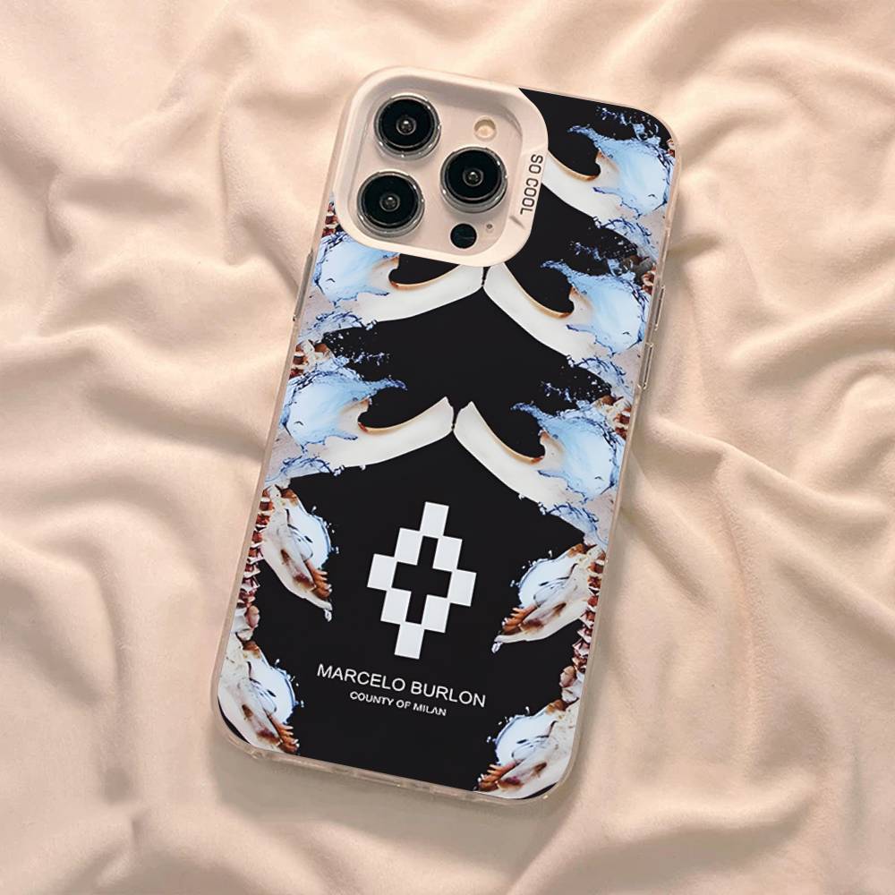 M-MARCELO B-BURLON For IPhone 17 16 15 14 13 12 11 Pro Max Plus Matte Color Back Phone Cover