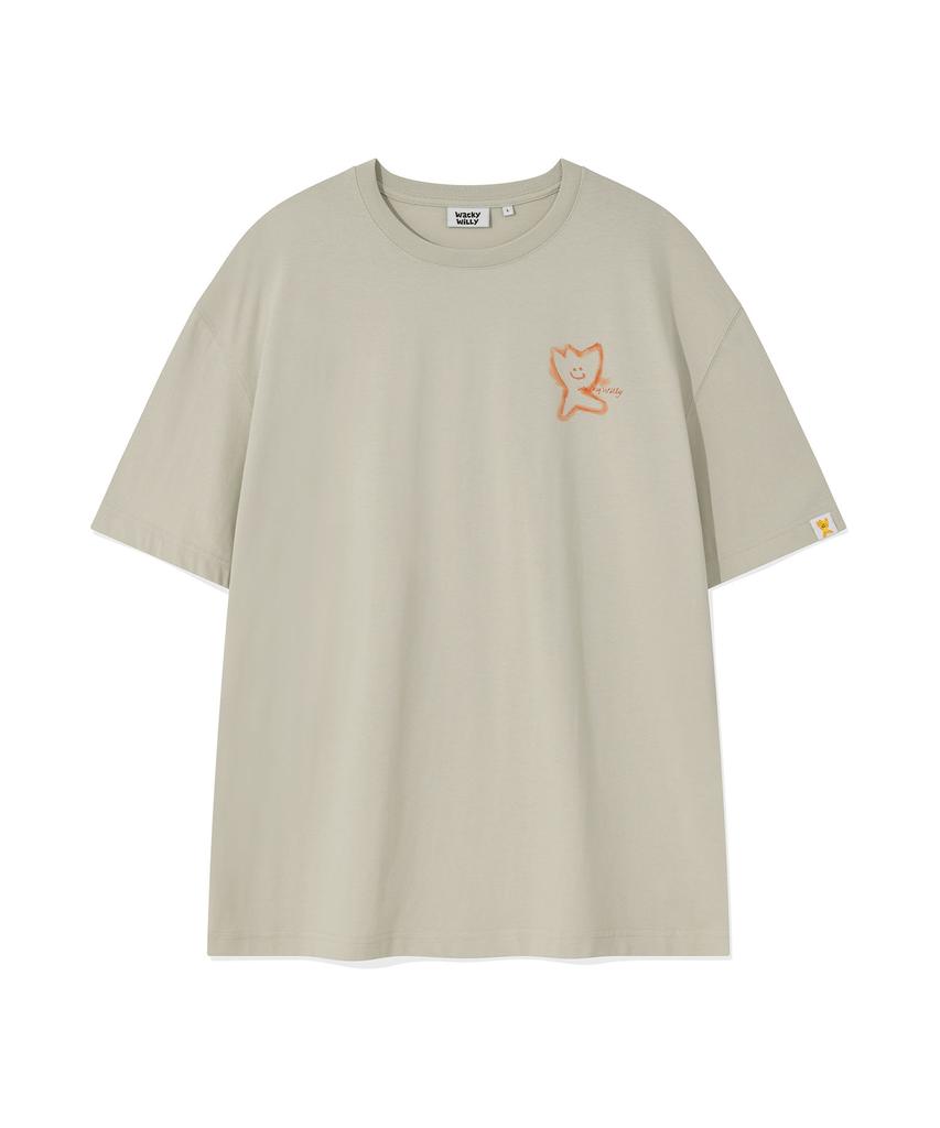 WACKY WILLY Kiki Graffiti Short Sleeve T-Shirt Light Gray