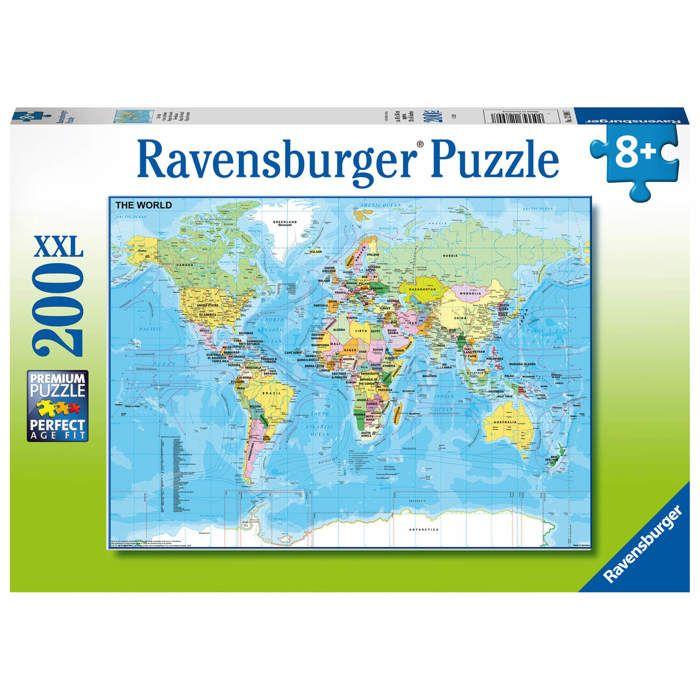 Puzzle 200 pièces XXL : Carte du Monde