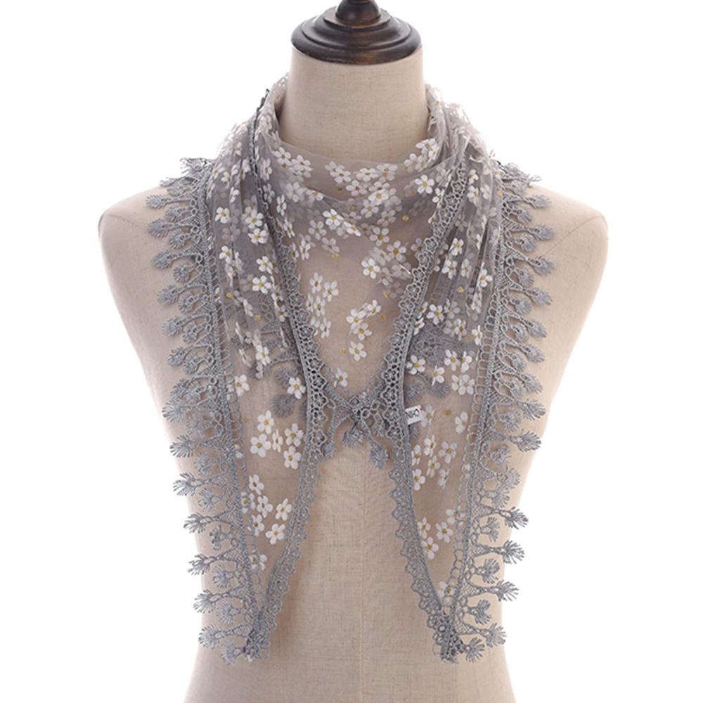 Women Triangle Scarf for Church Prayer Shawl Embroidered Lace Veil Floral Headcovering Tassel Veils Mantillas for the Church's